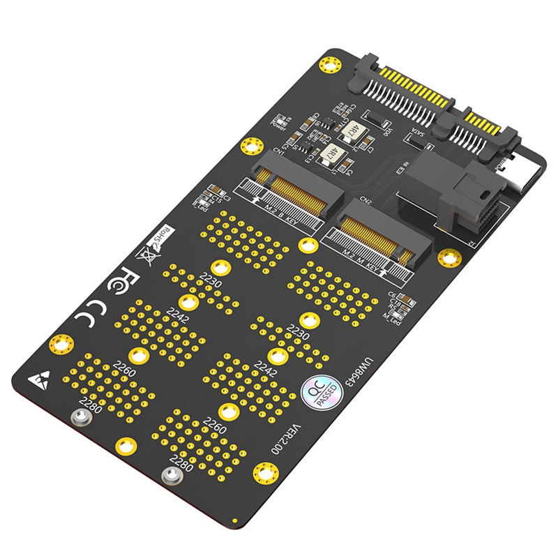 2 in 1 Combo M.2(NGFF) NVMe SSD/-Bus SSD to SFF-8643 & Adapter