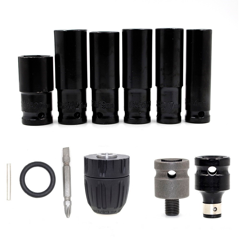 Tay áo kích thước 14mm/17mm/18mm/19mm/21mm/22mm tay áo Đầu Adapter ổ cắm đầu Bộ dụng cụ