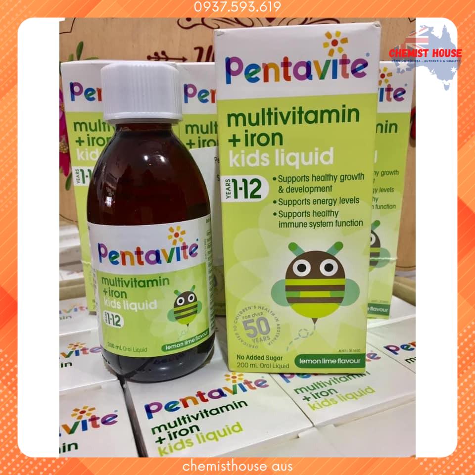 Vitamin tổng hợp và sắt Pentavite Multivitamin + iron cho bé từ 1 - 12 tuổi