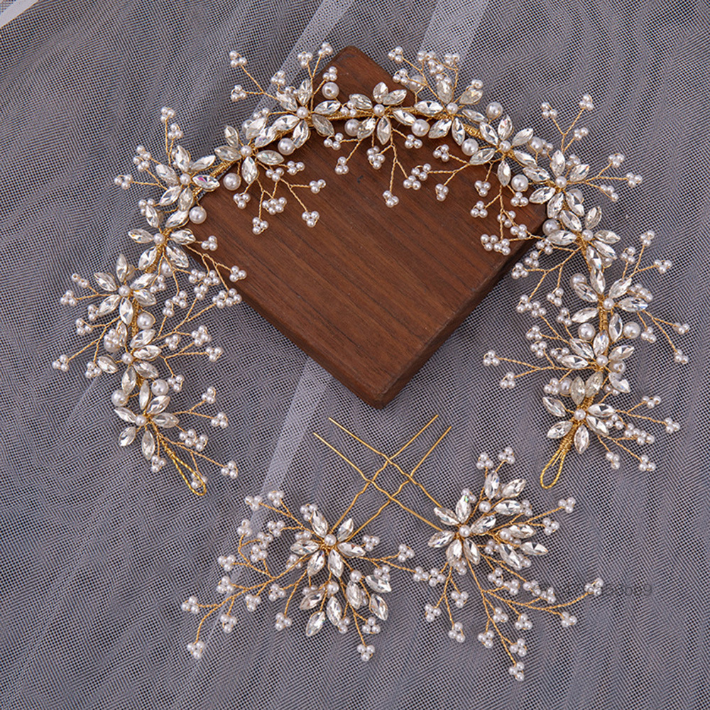 Weaving Hair Hoop Hair Fork with Glittering Rhinestones Nonslip Headwear for Party Outfit Cloth Matching DG2-VN