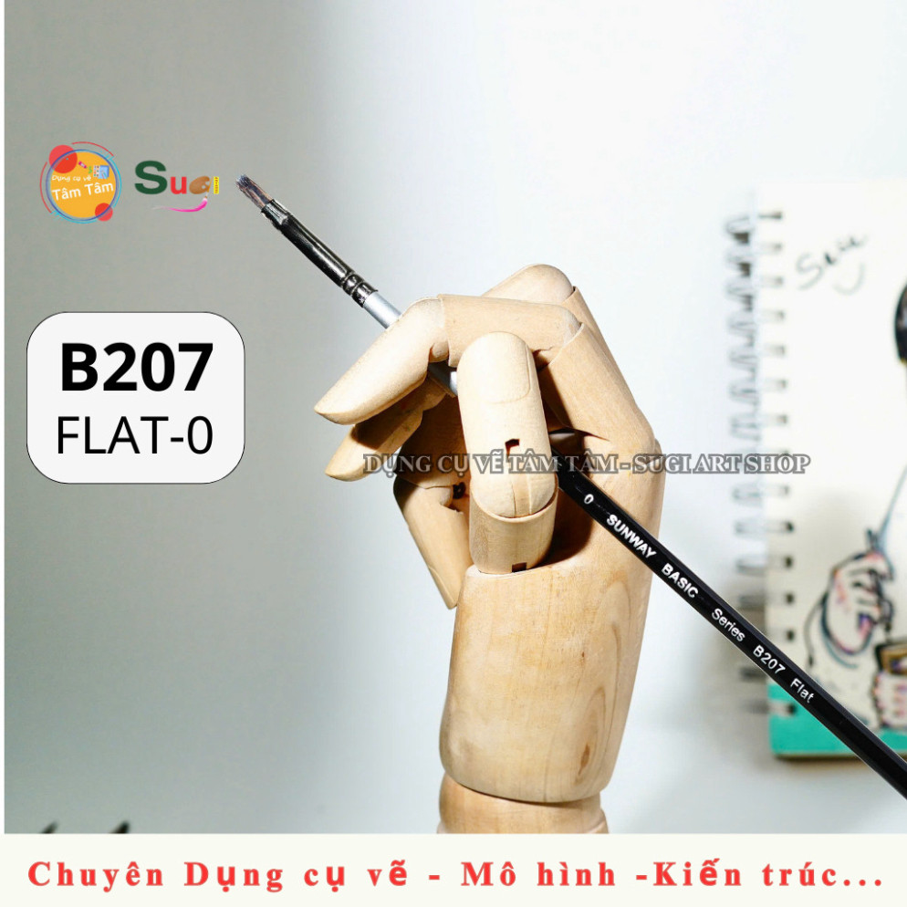 Cọ Đầu Bằng Lông Sóc Sunway B207 Flat ( Thân Dài ) tâm Tâm - Sugi Art Shop