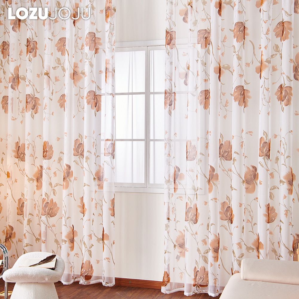 1PC LOZUJOJU New Exquisite Printed Sheer Curtains European Modern Style