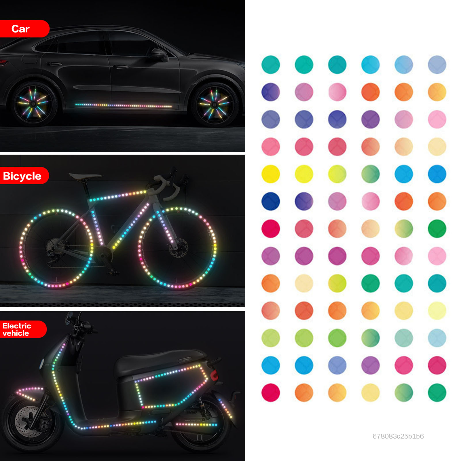 Reflective Stickers for Car Wheel Rim Rainbow Dot Car Stripe Decals Car Decorations Fits Car Truck S