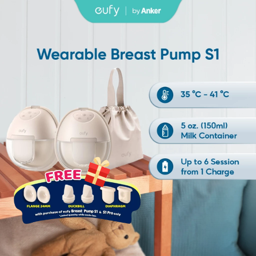 eufy S1 Wearable Breast Pump | HeatFlow™ Technology | Hospital-Grade Suction | Ultra-Quiet | Smart App Control
