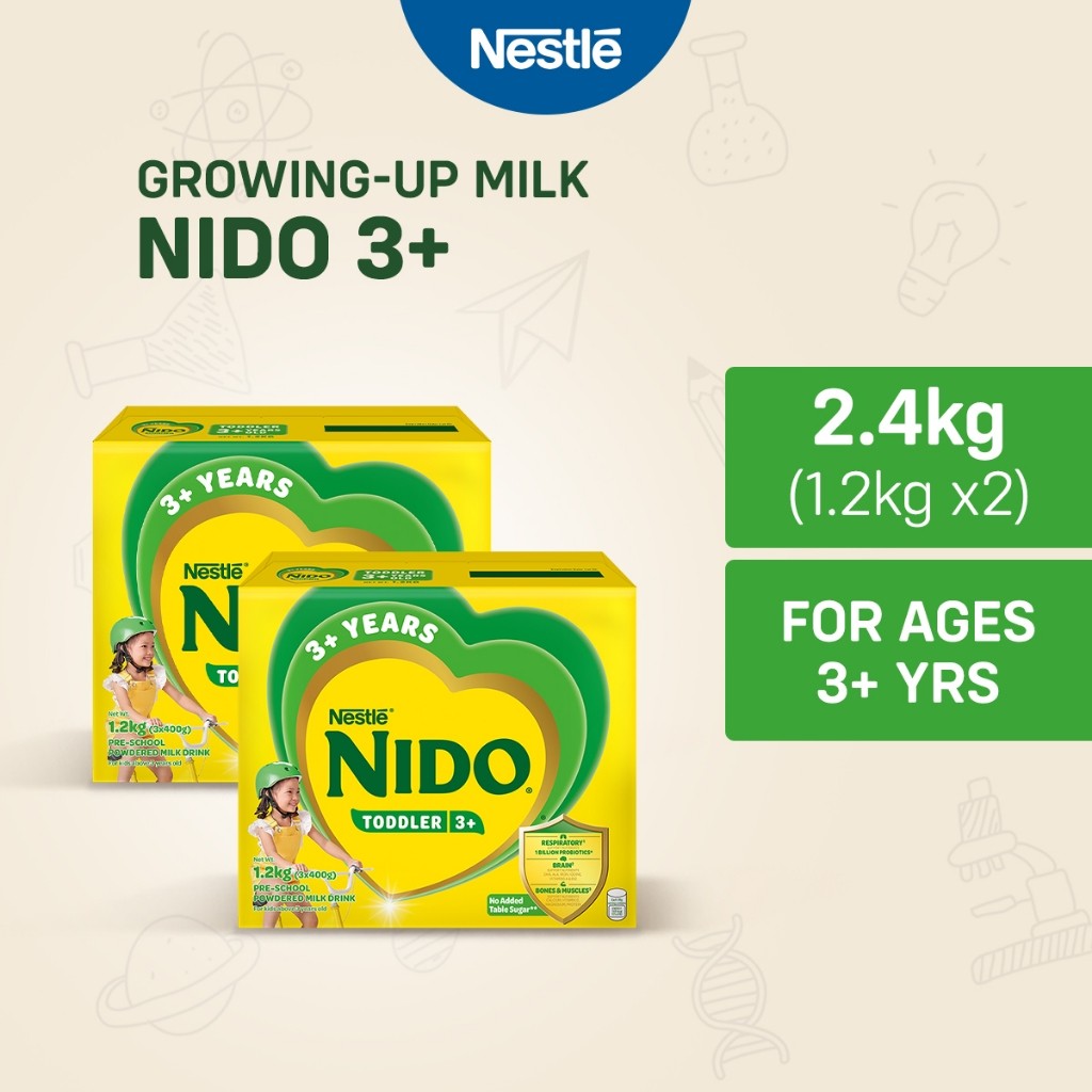 NIDO 3+ Growing-Up Milk Powder for Toddler Children 3+ Years Old 2.4kg (1.2kg x2)
