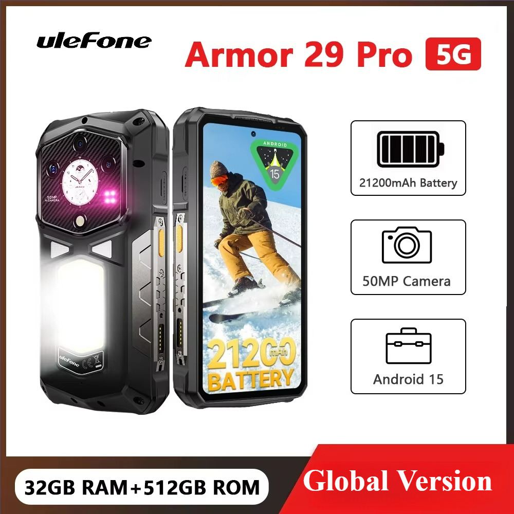 【Official shop】Ulefone Armor 29 Pro 5G Rugged Smartphone 16GB(Up to 32GB) + 512GB Android15 21200mAh 120W Flash Charging Non-Thermal Version/Thermal Version 6.67" 120Hz ราคา 18,599 บาท*ส่งฟรี