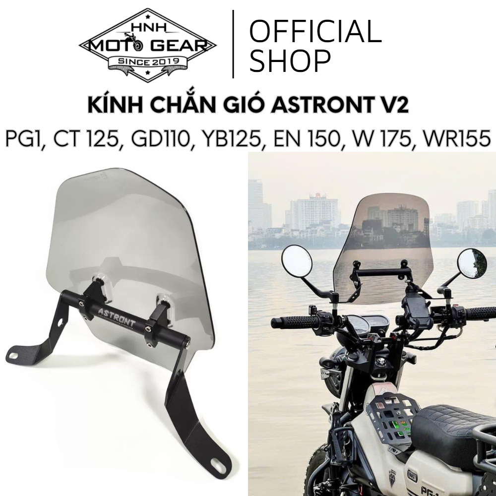 Kính Chắn Gió Astront V2 Cho Xe PG1, CT 125, GD110, YB125, EN150, W175, WR155