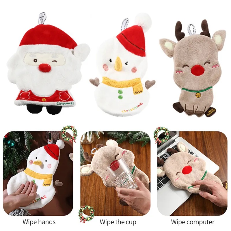 Christmas Hand Towel Hanging Type Absorbing Water Not Easy To Shed Thick Rag Quick Drying Hand Washing Towel ราคา 19 บาท*ส่งฟรี