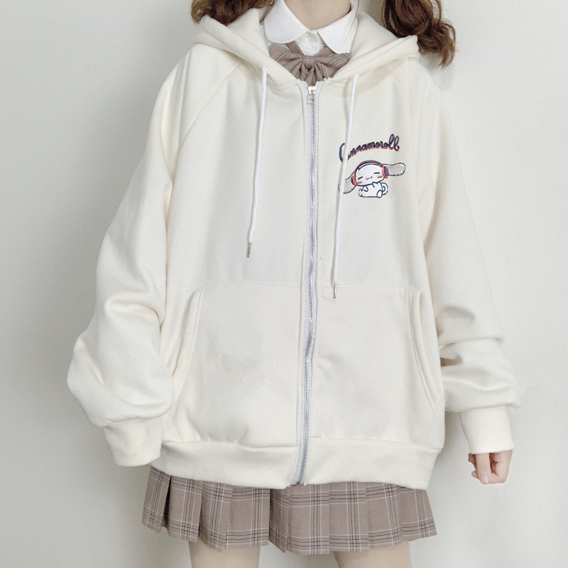 Fusui cửa hàng Sanrio Kawaii kuromi cinnamoroll cô gái nhật bản Hoodie Thời Trang Dạo Phố Áo cardiga