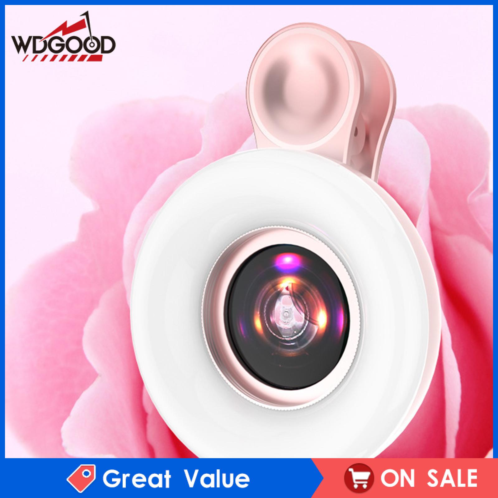 WDGOOD Mobile Phone Fill Light 15x Macro Lens Small Wide Macro Ring Clip Light Phone Selfie Lamp for Android Livestream Remote Working Makeup
