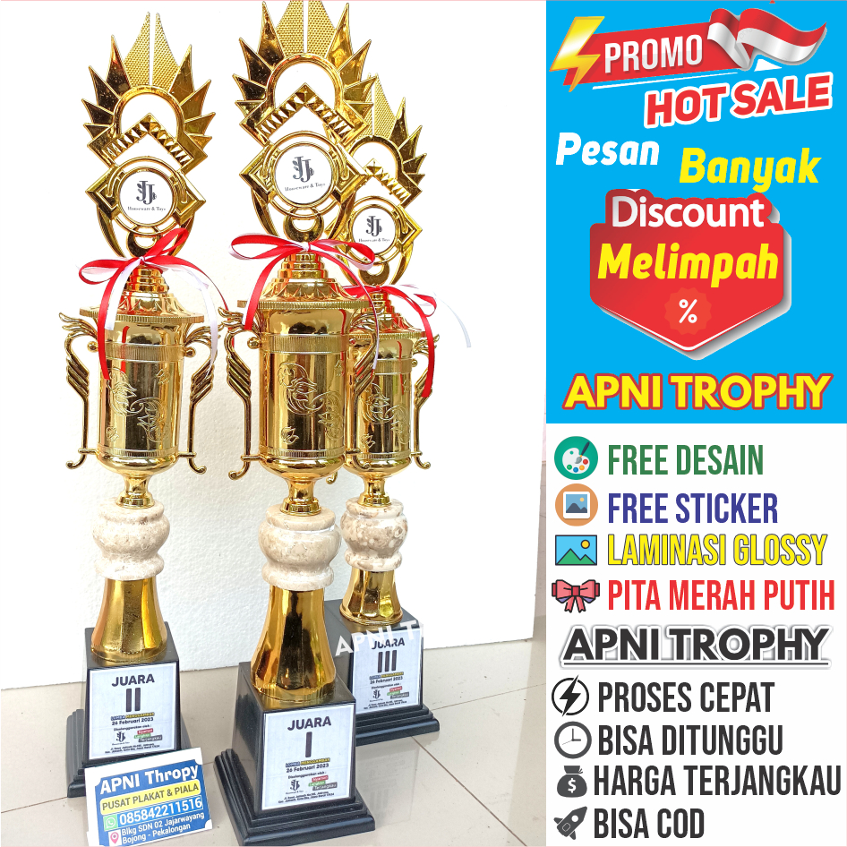 Trophy Set 1 2 3 CLASSMEETING CHAMPION Trophy Free Sticker Design + Ribbon