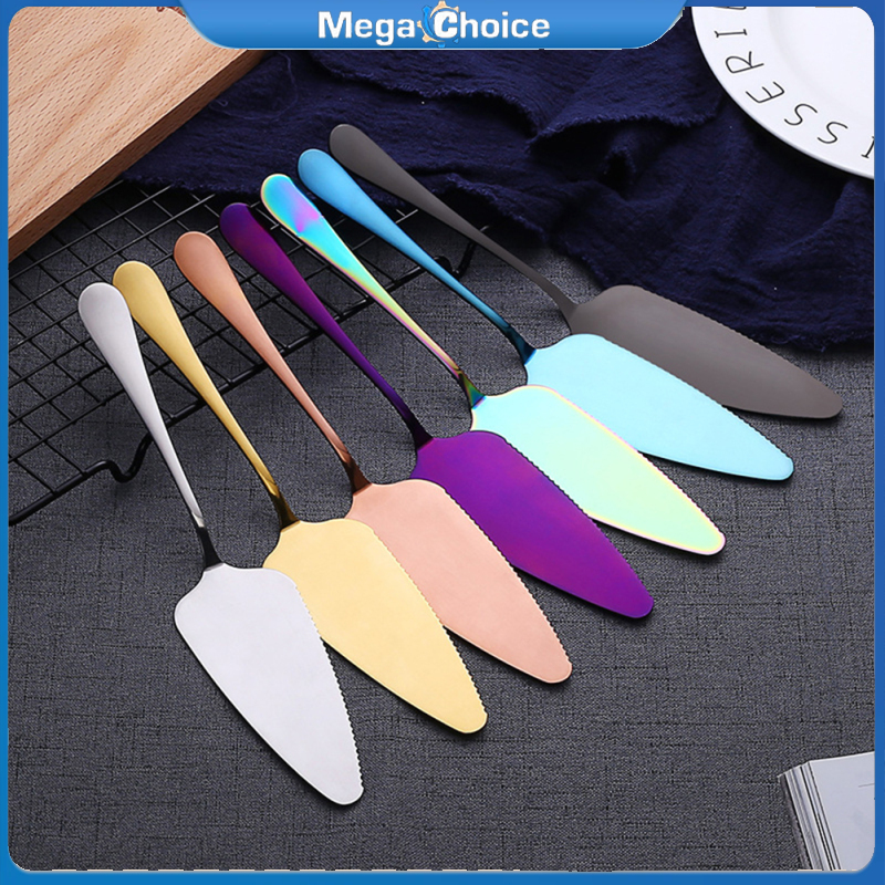 MegaChoice【100%Original】Colorful Stainless Steel Serrated Edge Cake Server Blade Cutter Pie Pizza Shovel Cake Spatula Baking Tool ราคา 35 บาท*ส่งฟรี