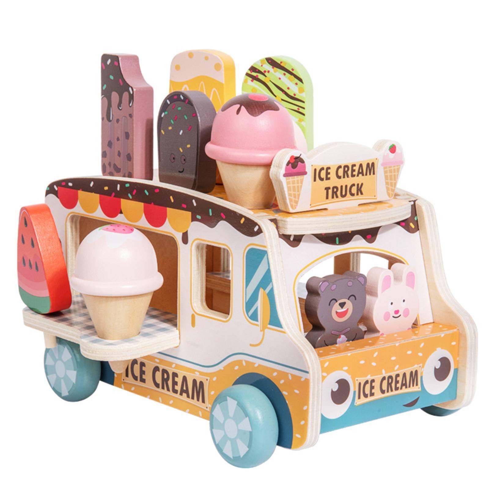 Miracle Shining Wooden Toy Ice Cream Cart with Fake Food Set for Kids Educational Pretend Play Kitchen Toys for Children ราคา 21,816 บาท*ส่งฟรี