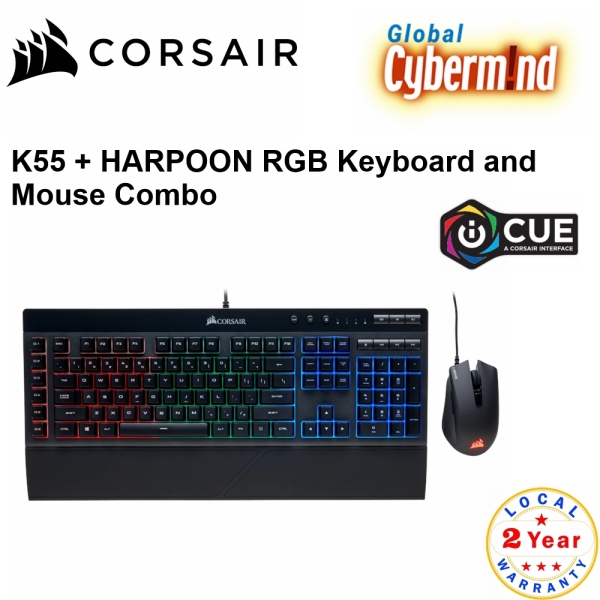 CORSAIR CS-CH-9206115-NA K55 RGB and Harpoon RGB Wired Keyboard & Mouse Combo (Brought to you by Global Cybermind) Singapore