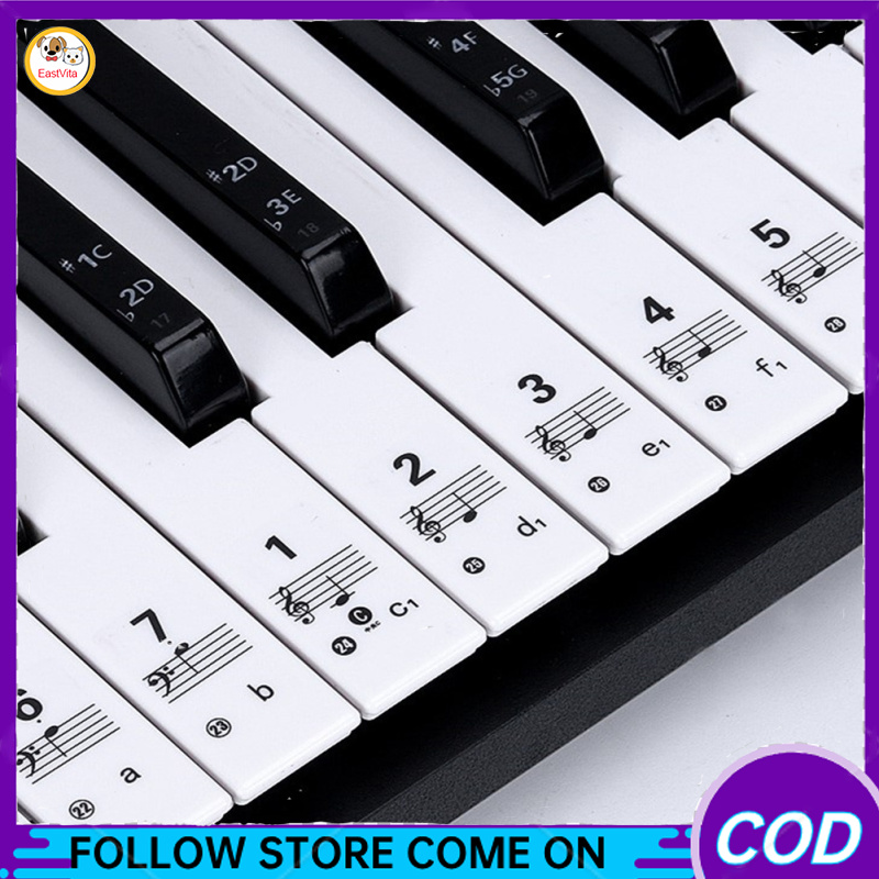 Removable Piano Sticker 61/88 Key Transparent Piano Keyboard Stave Electronic Keyboard Note Sticker