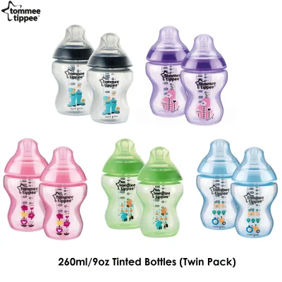 Tommee Tippee Closer to Nature Tinted Bottles, 260ml/9oz Twin Pack (5 Colours)