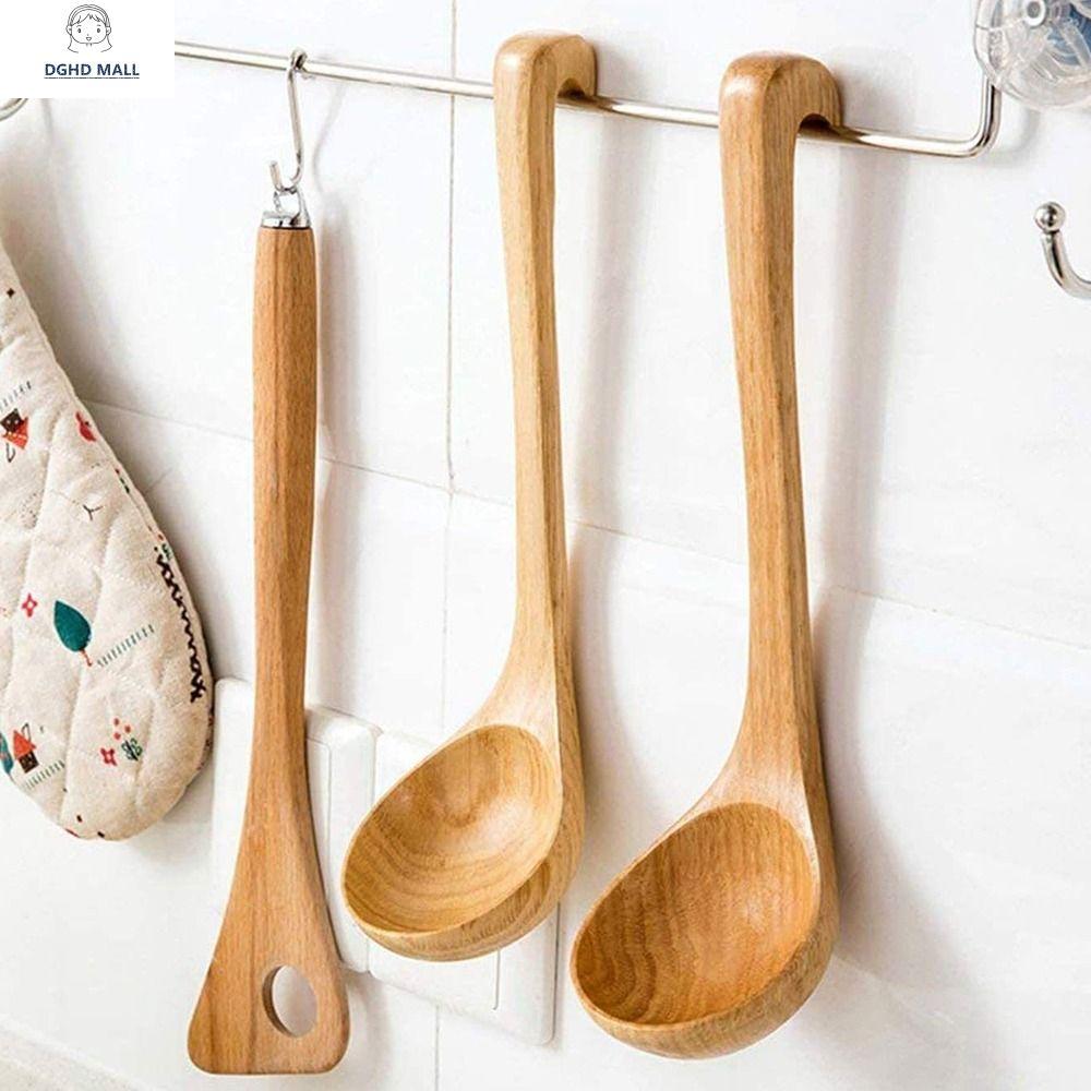 DGHD Nhà bếp Nhà hàng Chịu lực Bằng gỗ Có móc treo Tự nhiên Bộ đồ ăn Muỗng Muỗng phục vụ Muôi súp
