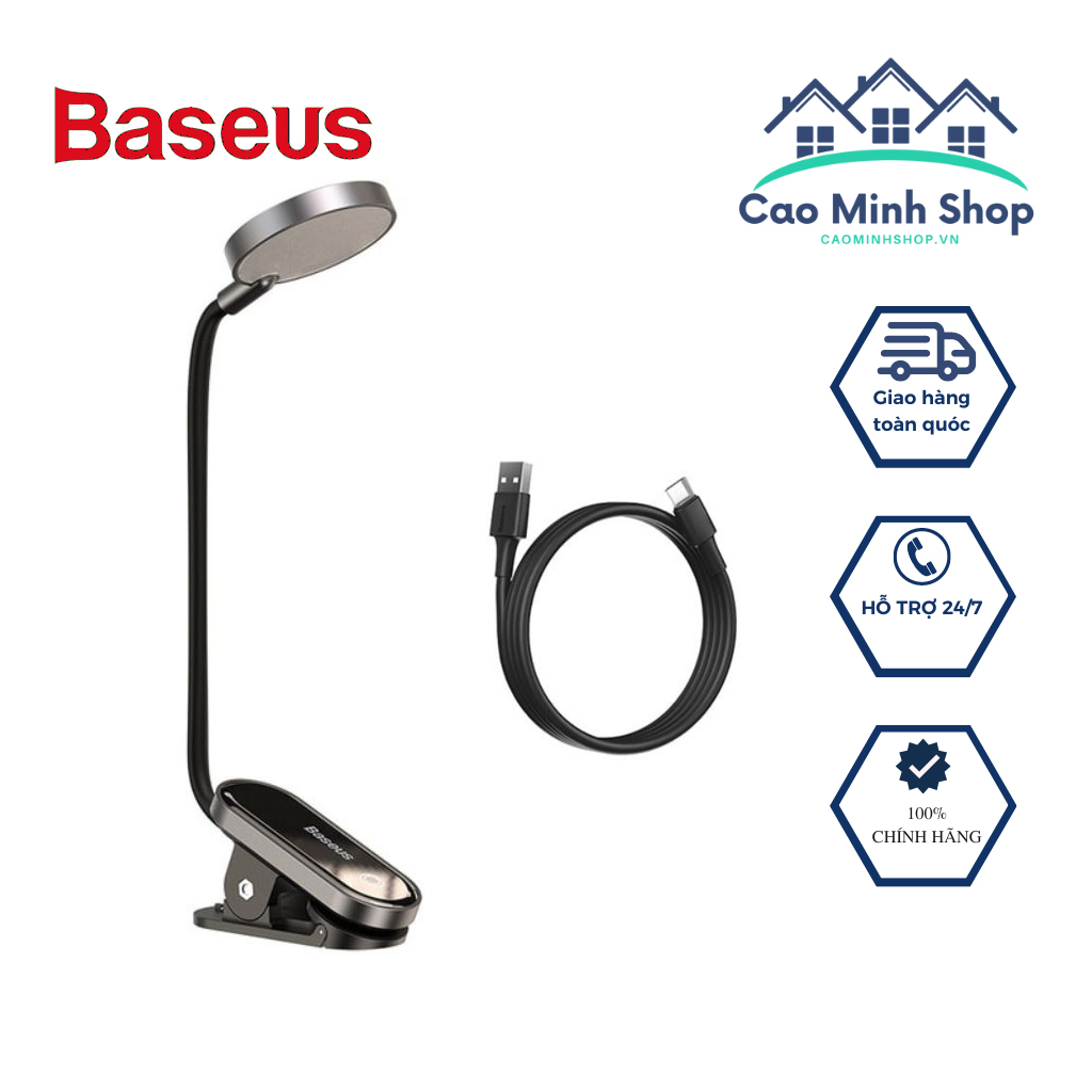 Đèn kẹp đọc sách Baseus Comfort Reading Mini Clip Lamp (Dịu mắt, chân kẹp, 3 mức sáng) DGRAD-0G - Cao Minh Shop
