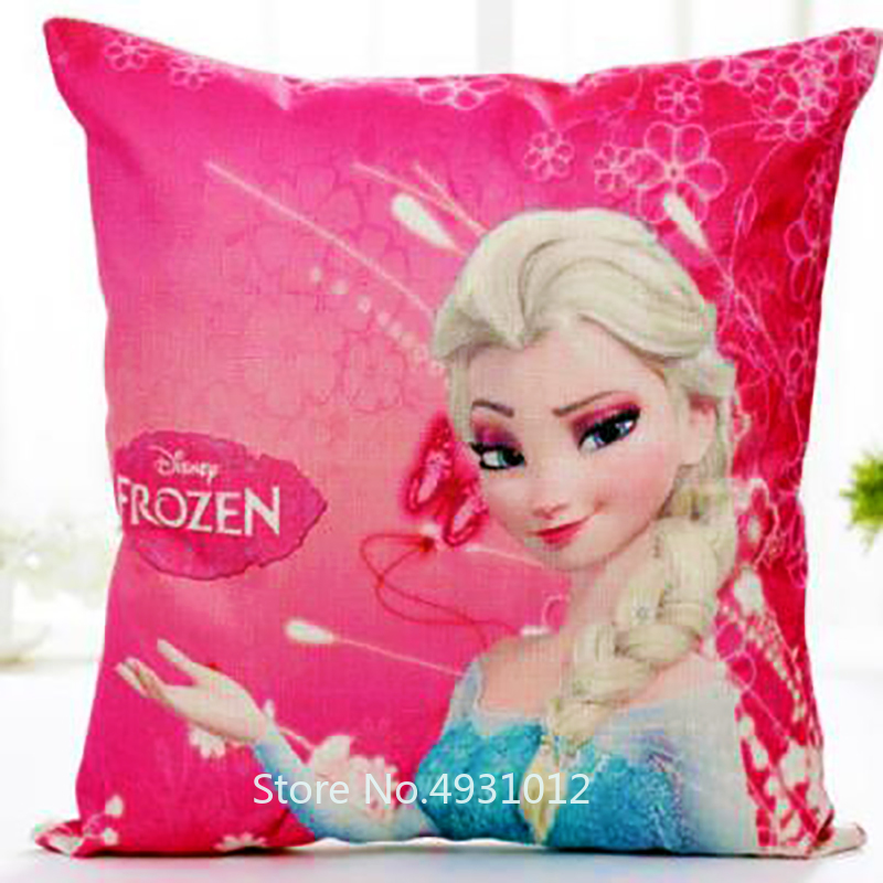 Anime Pink Frozen Princess Anna Elsa Cushion Cover Plush Pillowcase Pillow Case Sofa Car Home Decor 45x45cm Kids Gift