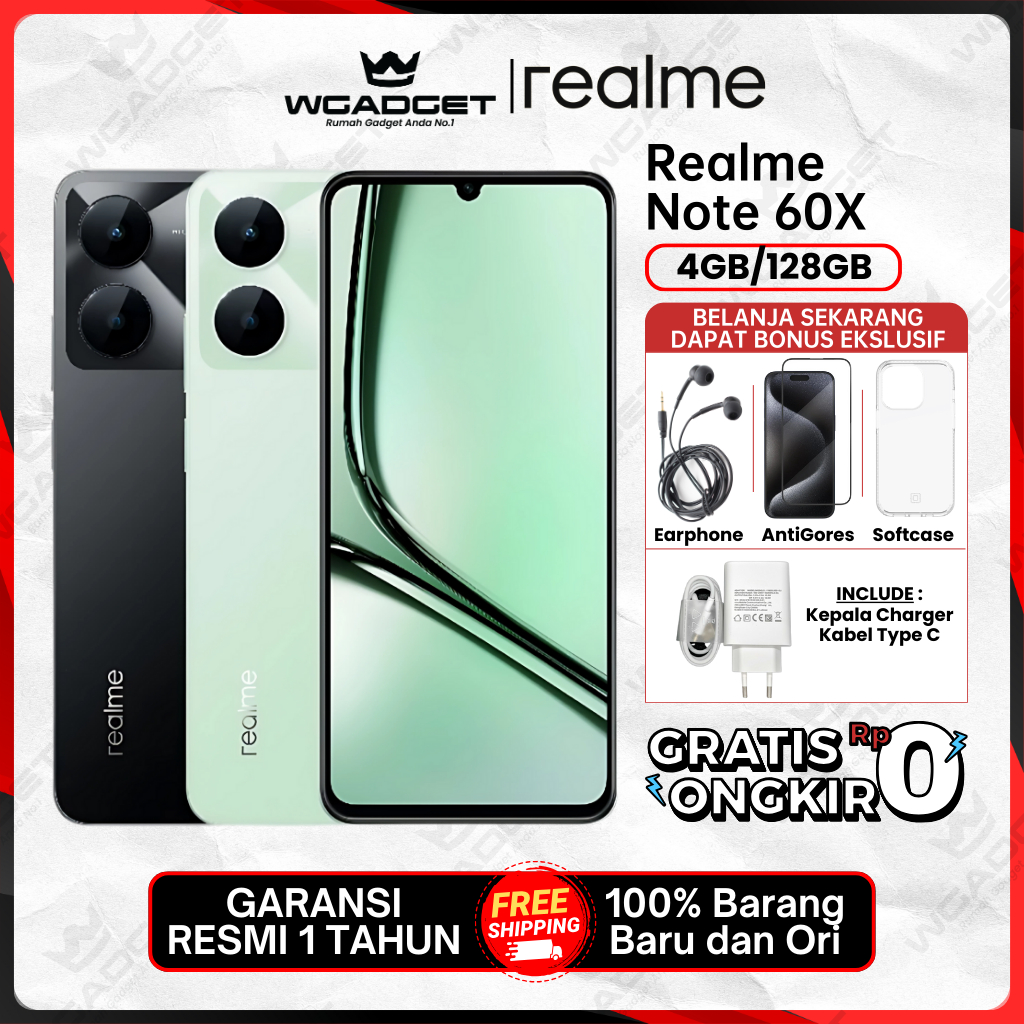 Realme Note 60x 4/128GB & 4/64GB - Garansi Resmi 1 Tahun Harga  1,129,000 Ringgit*Penghantaran Percuma