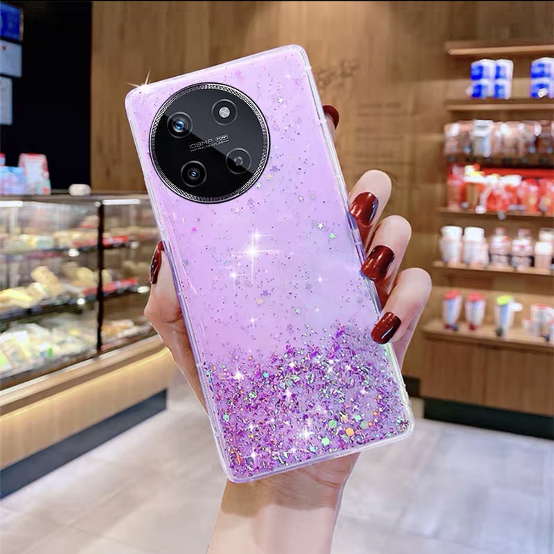 Hàng sẵn có điện thoại di động Trường hợp đối với realme11 NFC realmec51 Realme 11 NFC C51 4G 5g 2023 mới sequin lấp lánh Thiết kế bầu trời sao trong suốt Ốp lưng silicon mềm Bìa trường hợp