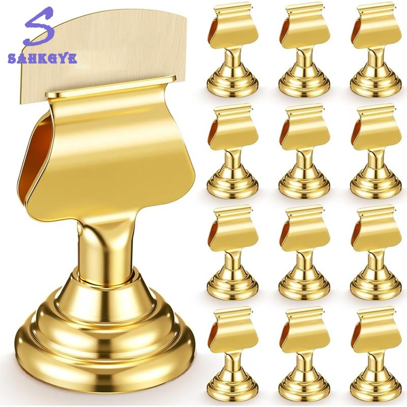 Gold Metal Table Number Holders 1.7 Inch Mini Place Card Stands Gold Table Number Stands ราคา 568 บาท*ส่งฟรี