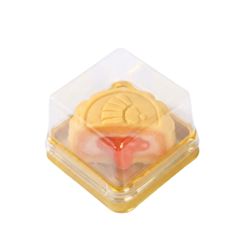 BUREGESS 50Pcs Sealed Moon Cake Boxes Square Shape 50/75/100g Mooncake Packaging Box Household Transparent Plastic Muffin Container Mid-Autumn Festival