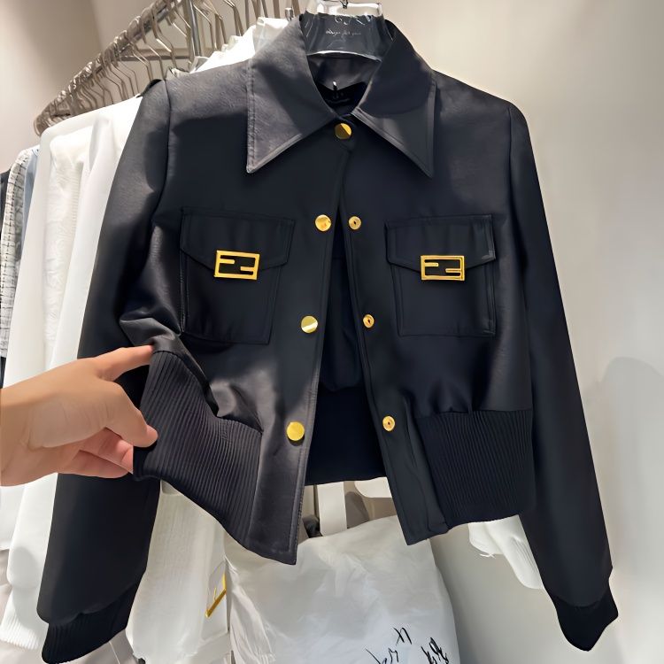Nhỏ thơm gió Vàng khóa áo khoác ngắn nữ thời trang Niche Áo khoác hàng đầu 2023 mới trang phục mùa xuân màu trơn Áo khoác nữ hàn quốc
