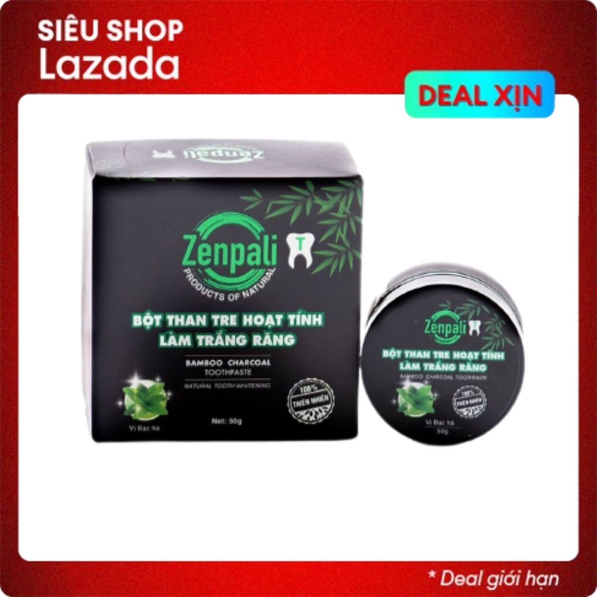 Bột than tre hoạt tính trắng răng sạch răng Zenpali