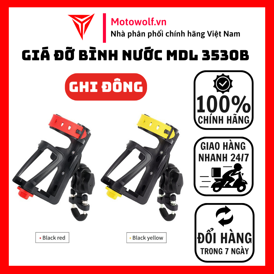 Giá đỡ bình nước motowolf mdl 3530b ghi đông - motowolf việt nam chính hãng