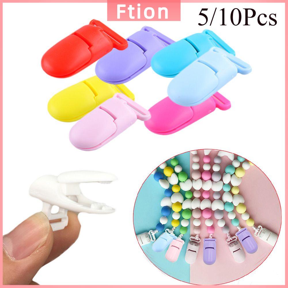 FTION 5/10Pcs Đầy màu sắc Thủ công  Clasps  dây chuyền tự làm Chuỗi Soother Trẻ sơ sinh Teethers Kẹp  giả Người giữ giả
