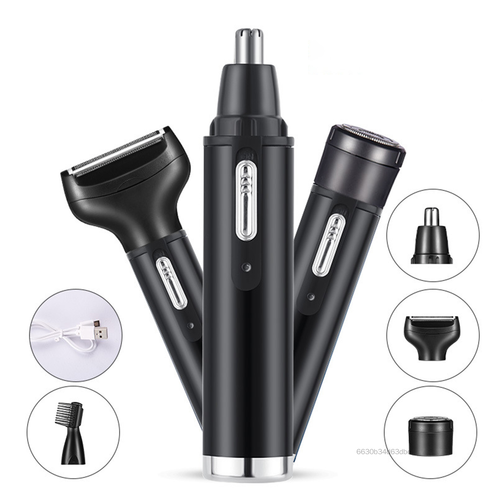 4-in-1 Electric Nose Hair Trimmer Portable Men's Facial Hair Removal Machine for Nose Ear Face Eyebr