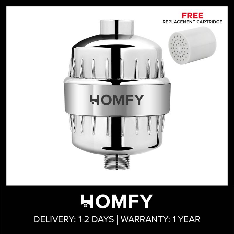 Buy Homfy High Output Revitalizing Shower Filter - Reduces Dry Itchy Skin, Dandruff, Eczema, and Dramatically Improves The Condition of Your Skin, Hair and Nails - Chrome (SF100) Singapore