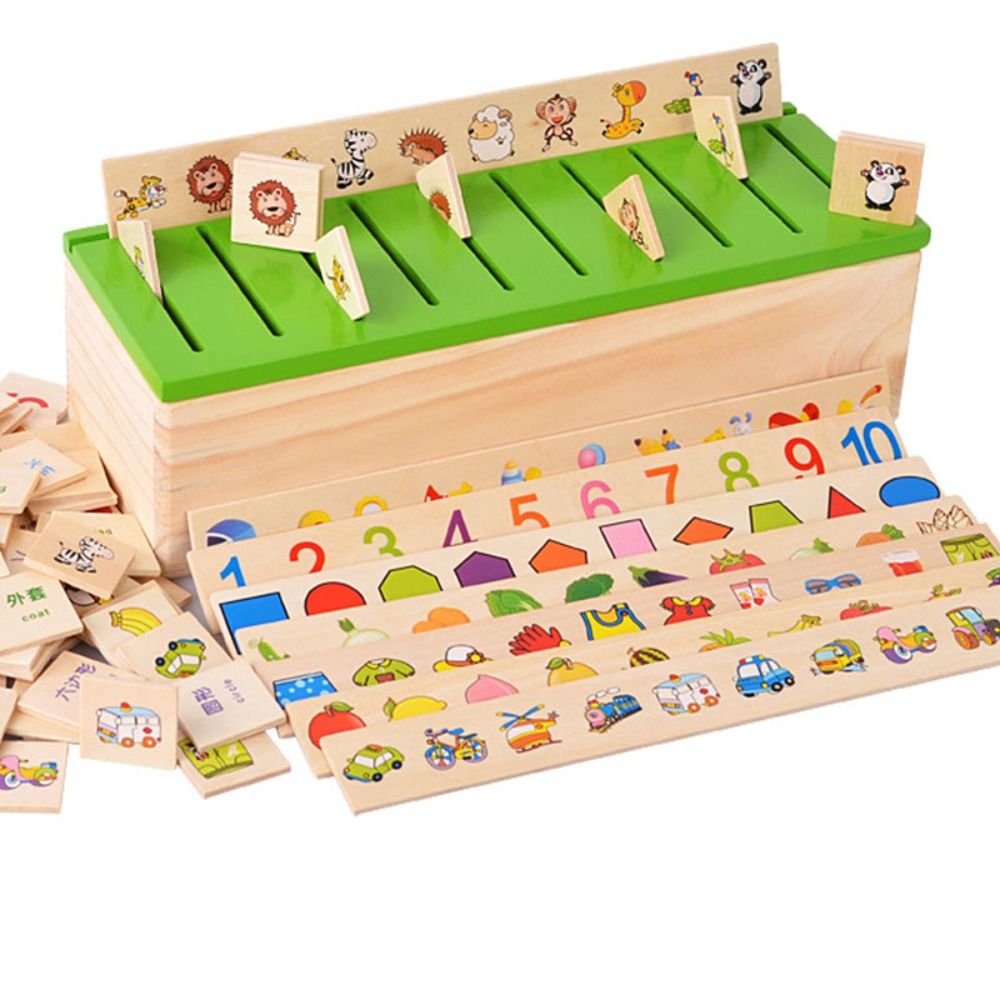 HSNXS Câu Đố Khai Sáng Đồ chơi ghép hình Thời Thơ Ấu Hộp gỗ Khối lắp ghép Dụng cụ dạy học Hộp phân loại kiến thức Trò chơi giáo dục sớm Đồ chơi nhận thức Đồ chơi học tập