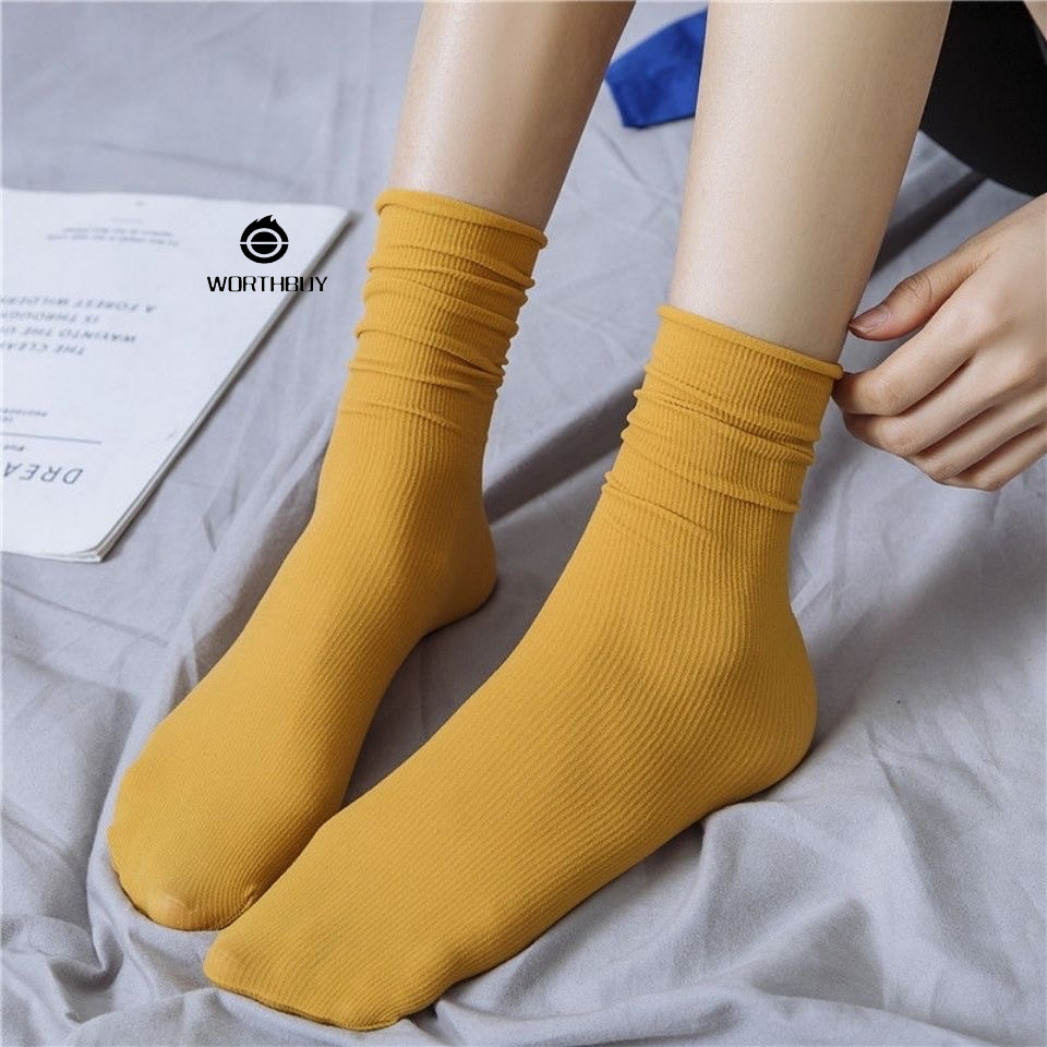 Mùa xuân và mùa thu Nhật Bản Nhung Đống Vớ phiên bản Hàn Quốc Của Giữa Ống Ins Dài Của Phụ Nữ Vớ Cho Phụ Nữ màu trơn Thủy Triều Ice Vớ