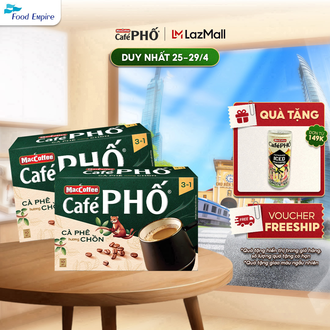 Combo 2 Hộp MacCoffee Cafe PHỐ Cà phê hương chồn (hộp 10 gói x 16g)