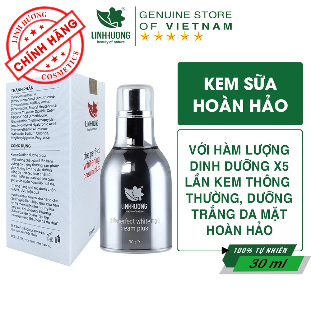 Kem sữa dưỡng trắng da mặt, cấp ẩm, ngừa lão hóa, cân bằng da Linh HươngTHE PERFECT WHITENING CREAM PLUS