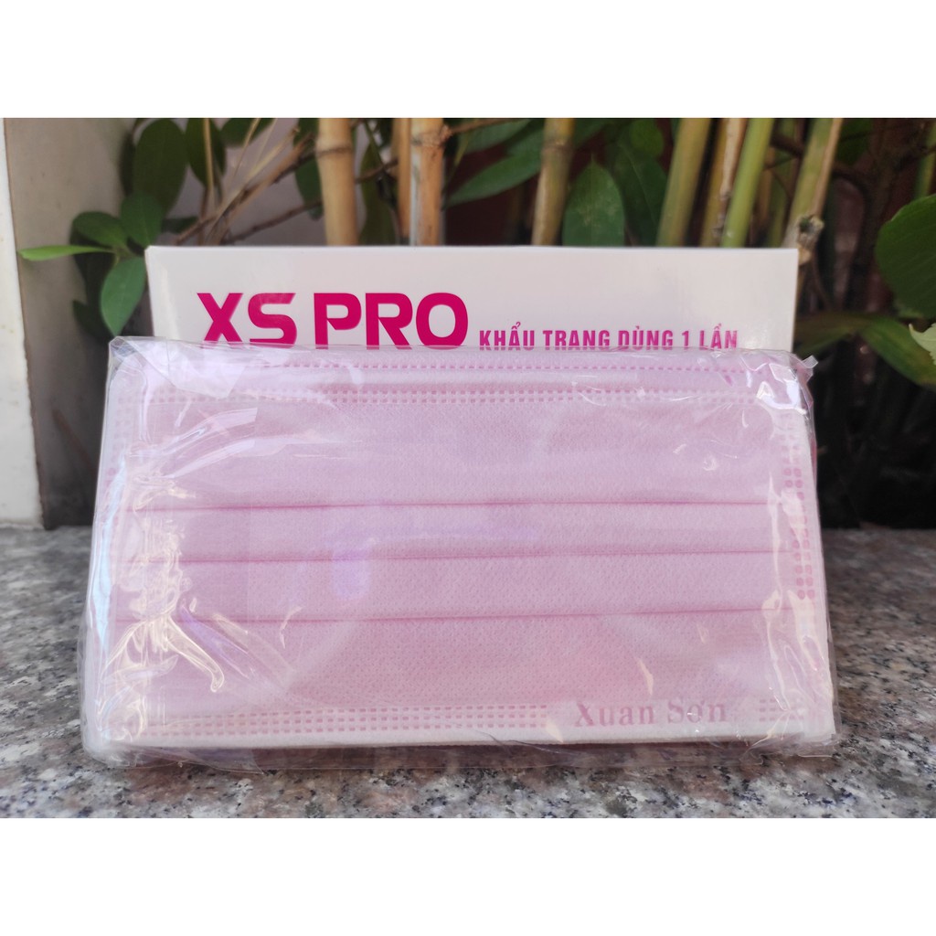 Hộp 50 Khẩu Trang Y Tế Màu Hồng XS PRO 4 Lớp -Thehuyshop634