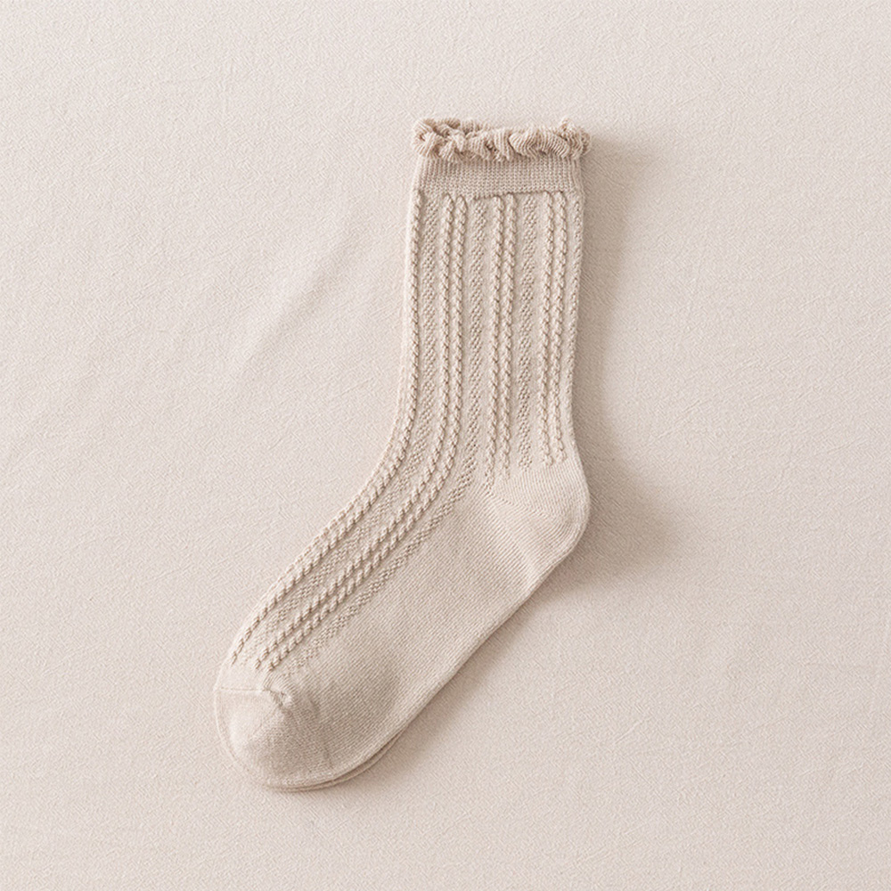 Jubeng mới dễ thương thoáng khí giản dị mùa đông Ruffle ren bên bông vớ phụ nữ vớ Hàng dệt kim