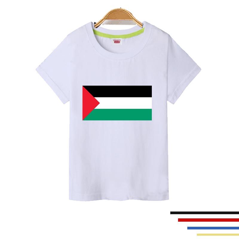 AISAMEFE 巴勒斯坦国旗Palestinian flag pure cotton short sleeved student sports clothing ราคา 160 บาท*ส่งฟรี