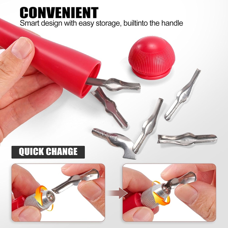 【Latest model】Linocut Carving Tools-Linoleum Cutter Kit Including 6 Blades for Block Printing Stamp Making CarvingLinocut Kit