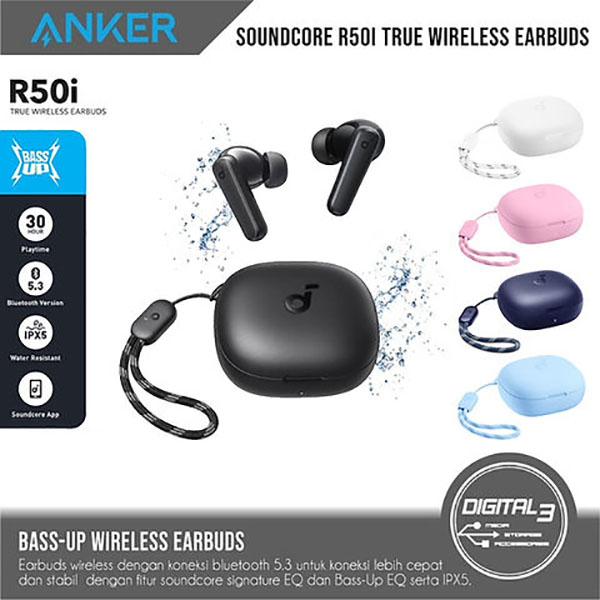 Anker Soundcore R50i Earbuds Adaptive Noise Canceling Headset Earphone Original - Merek Anker Harga 195,020 rupiah*Gratis Ongkir
