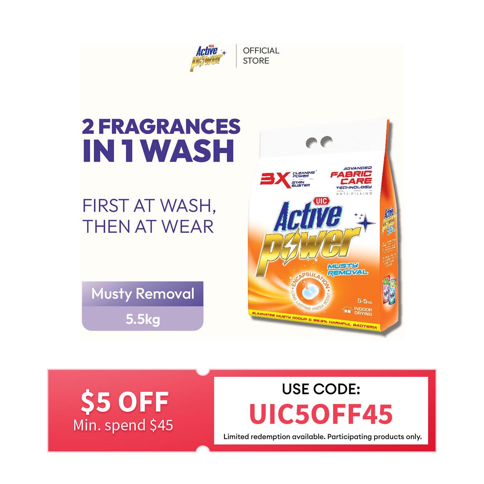 UIC Active Power+ Musty Removal Powder Laundry Detergent 5.5KG