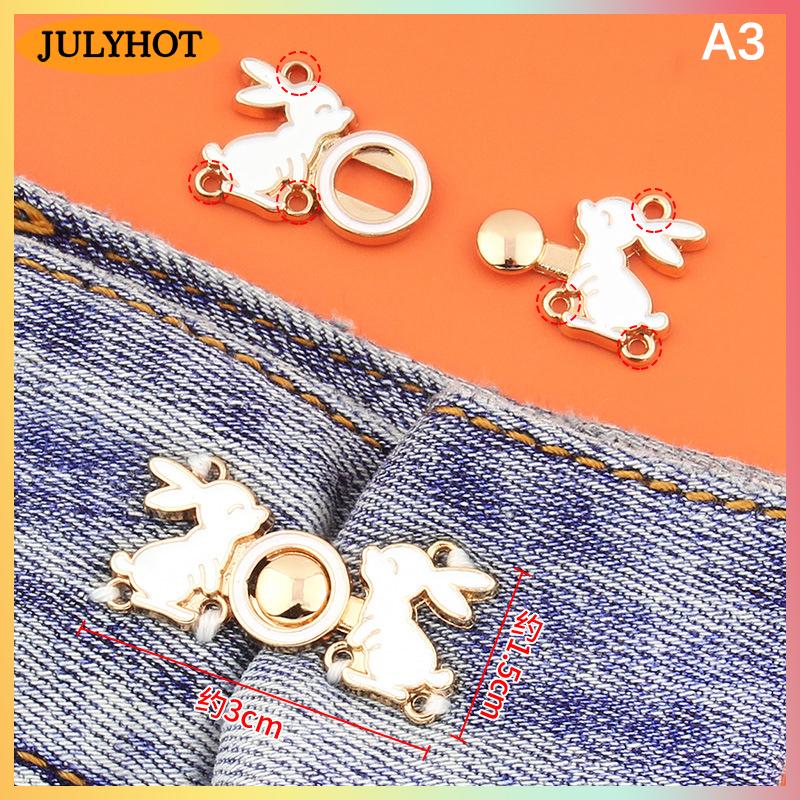 JULYHOT Quần jean eo khóa Thắt lưng Thắt chặt nút thắt lưng có thể tháo rời kim loại có thể điều chỉnh eo Clip eo trang trí nút váy quần jean Phụ kiện quần áo