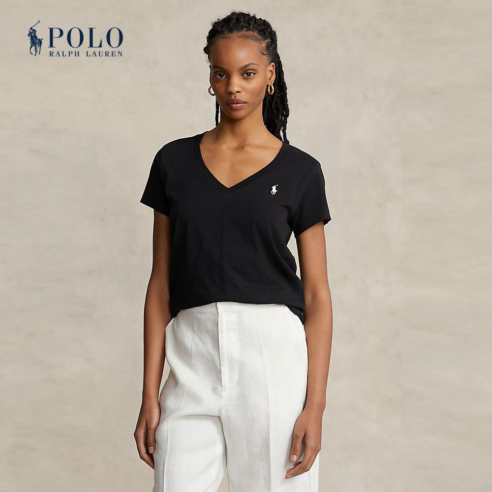 Polo Ralph Lauren Women Tee-Cotton Jersey V-Neck Tee WMPOKNINCU20698 001 Black ราคา 3,700 บาท*ส่งฟรี