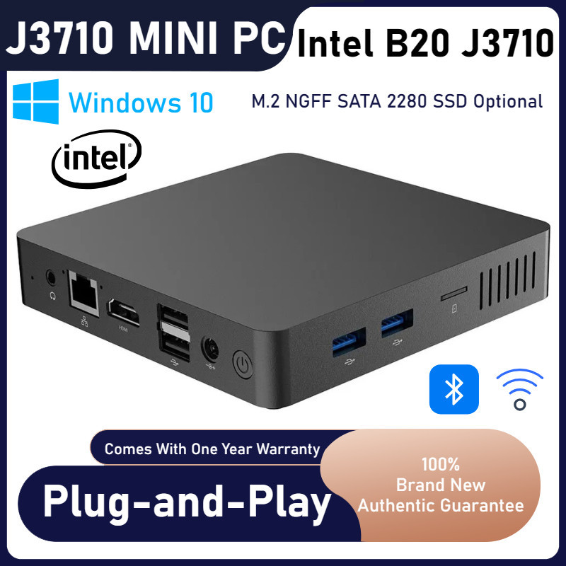 B20 เดสก์ท็อปพีซีขนาดเล็กแบบไม่มีพัดลม Intel Celeron J3710 Win10 8GB 128GB LPDDR3 EMMC Wifi BT4.0 VGA สำหรับสำนักงาน ราคา 3,556 บาท*ส่งฟรี