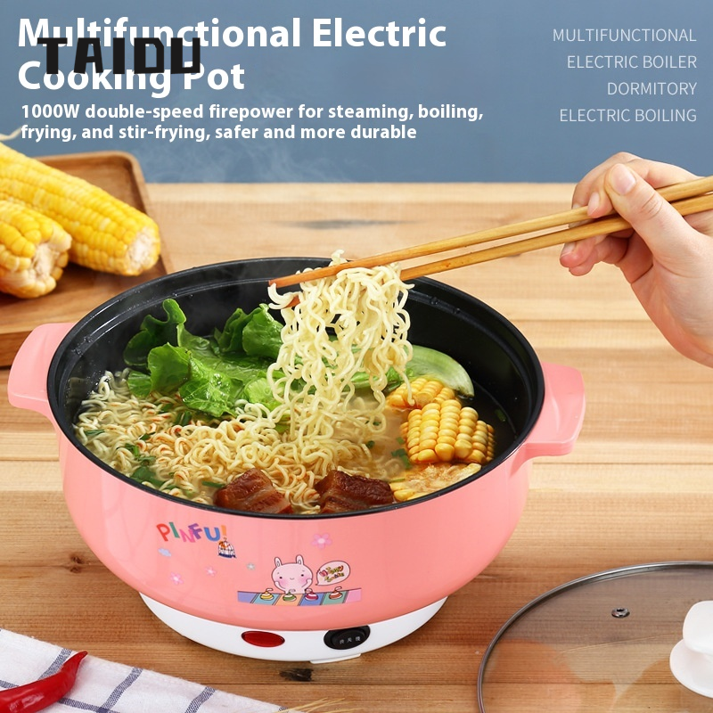 TAIDU Cartoon Double Handle Multi-Functional Non-Stick Smart Student Dormitory Home Electric Chafing Dish Mini Steamer Multi-Person Electric Caldron ราคา 373 บาท*ส่งฟรี