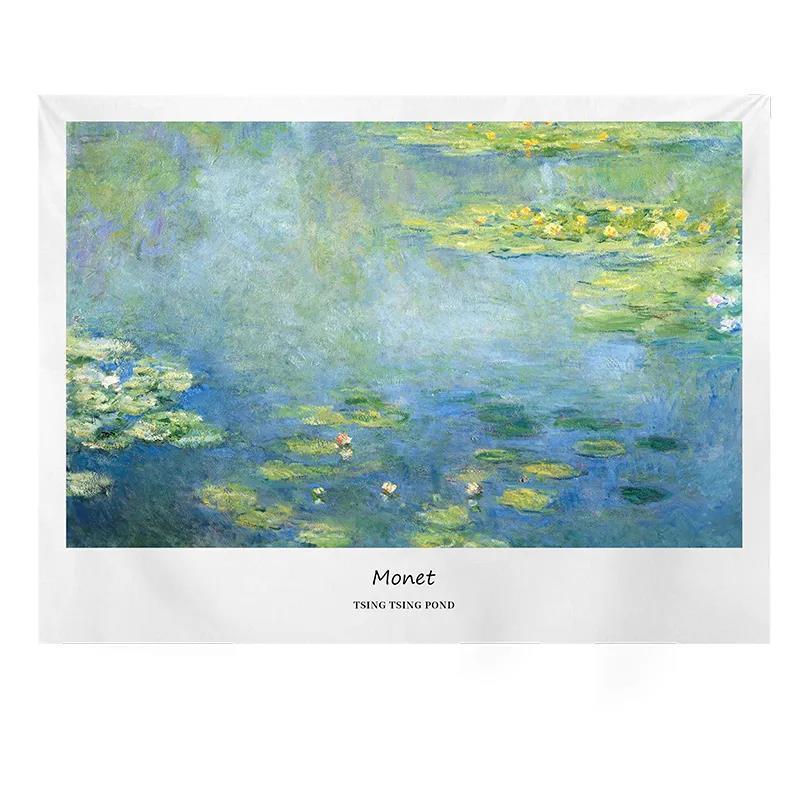 eb0710 Van Gogh Starry Sky Background Hanging Instagram Wind Monet Oil Painting Wall Dormitory Decoration Bedroom Headboard Cloth Decorative tapestry Tapestries & Hangings