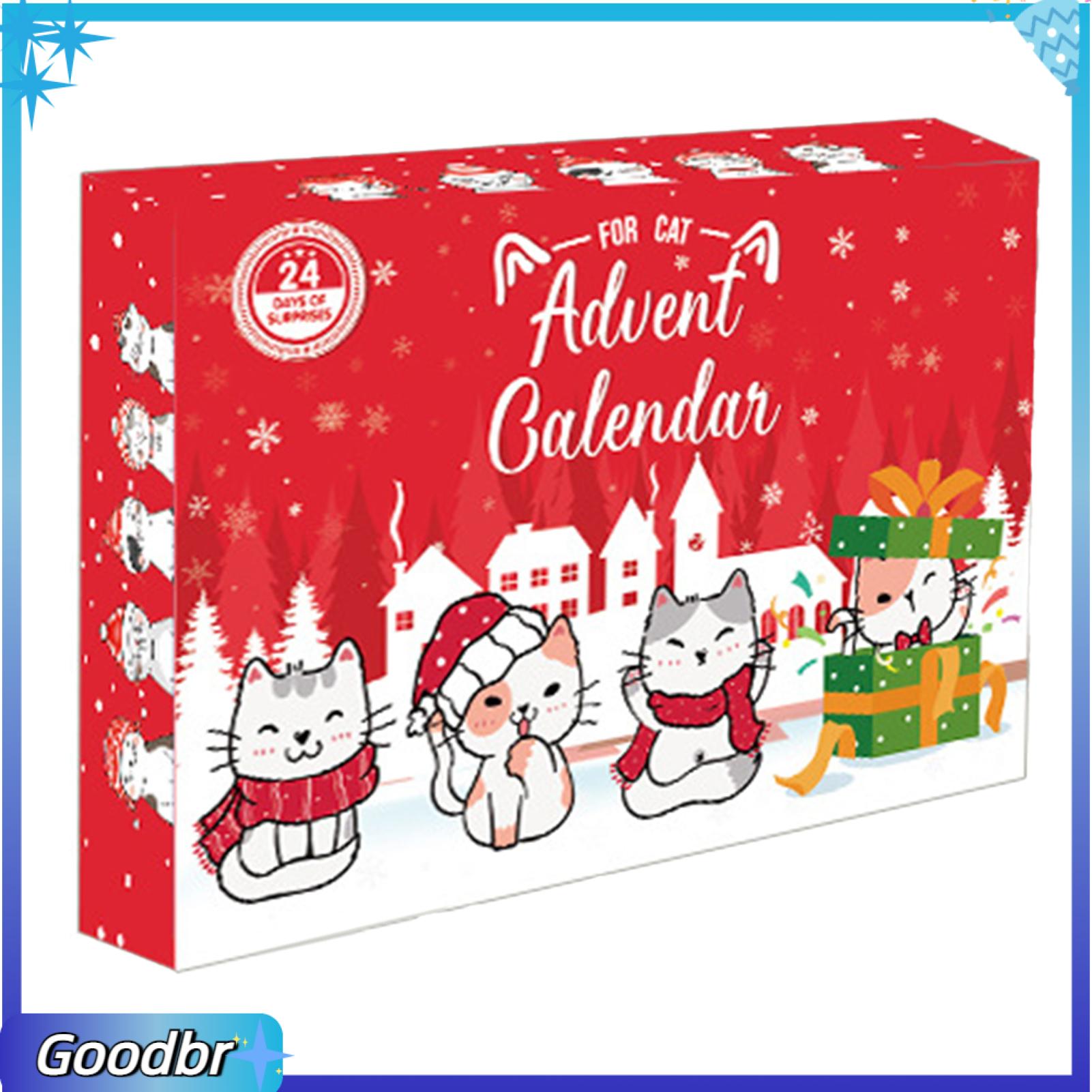 Goodbro đồ chơi cho mèo lịch mở có hình ảnh mèo lịch mở có hình ảnh tương tác đồ chơi cho thú cưng lịch mở có hình ảnh cho mèo và chó 24 ngày Đếm ngược đến giáng sinh thiết lập với an toàn nhai quả Bóng đồ chơi Vòng cổ và đồ chơi nhồi bông kỳ nghỉ vui vẻ