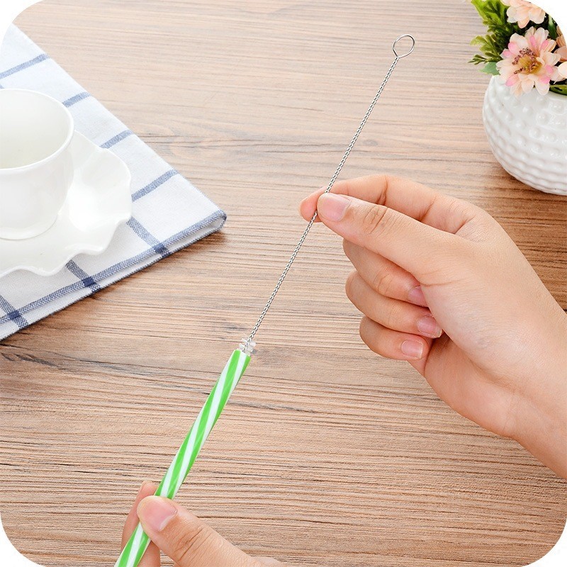 Que Cọ Rửa Ống Hút Cây Vệ Sinh Ống Hút Bằng Thép Không Rỉ Uốn Cong Đa Năng Tiện Dụng